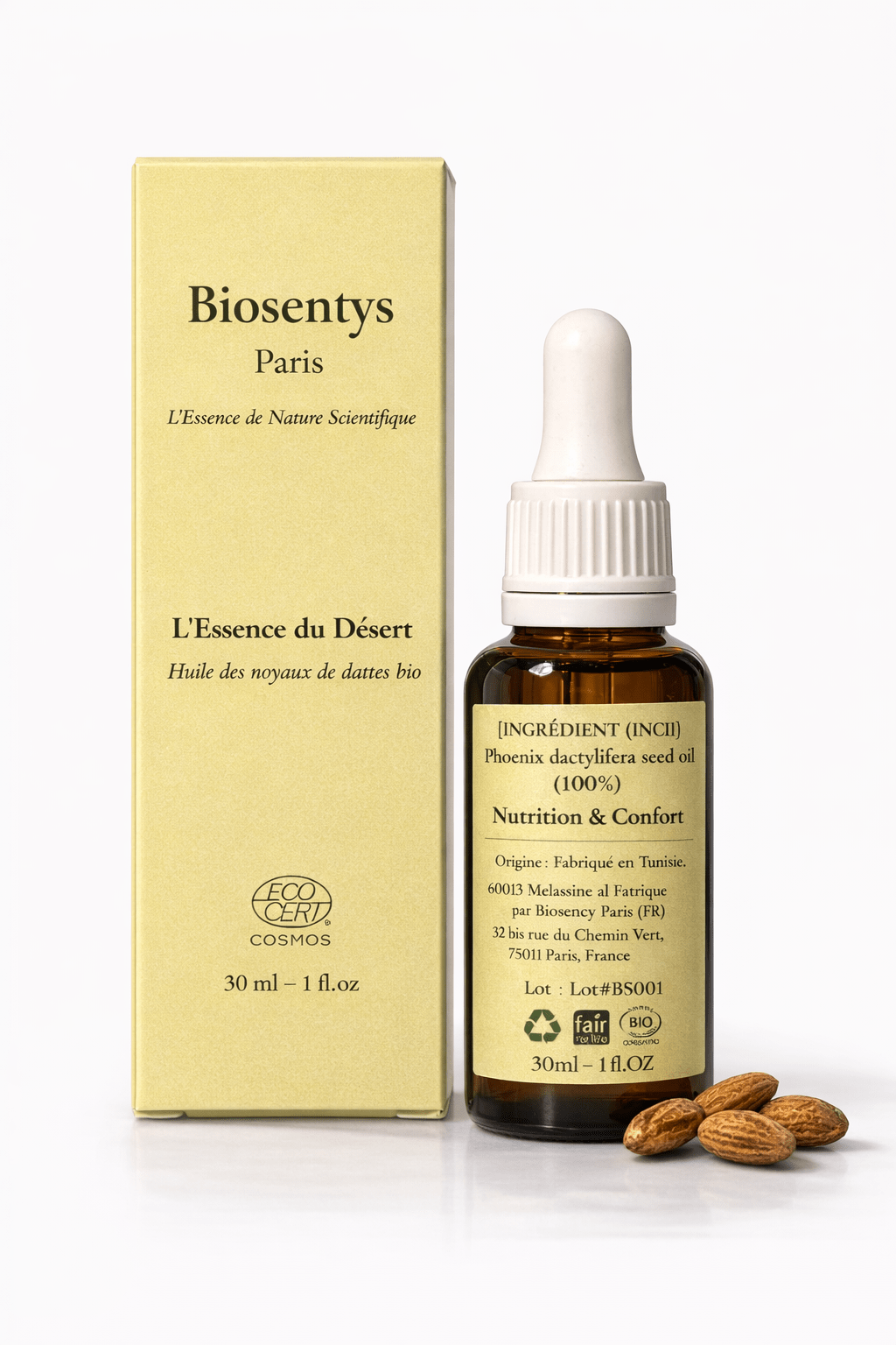 Essence du Désert — Huile des noyaux de dattes – BIOSENTYS | Essence du Désert — Huile des noyaux de dattes